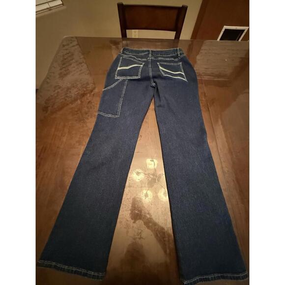Flamingals Cargo Blue  Jeans #77246 Size Large 29x32  Straight Leg Stretch - Picture 3 of 9